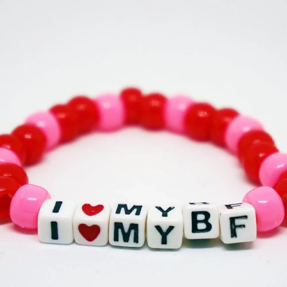 I Love my BF/GF Word Beaded Kandi Bracelet Set